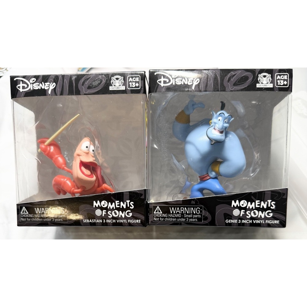 Disney 3" Vinyl Figures Moment Of Songs Complete Set Of 2 Culture Fly ~ Genie +